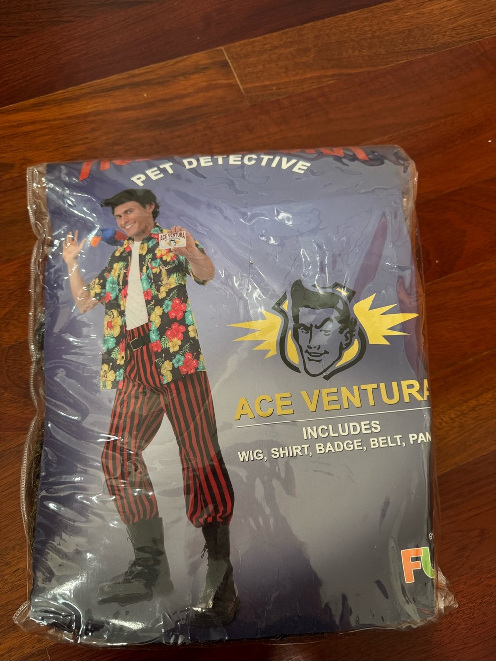 Ace Ventura Men’s Costume - Black, Red & Multicolor Floral Shirt